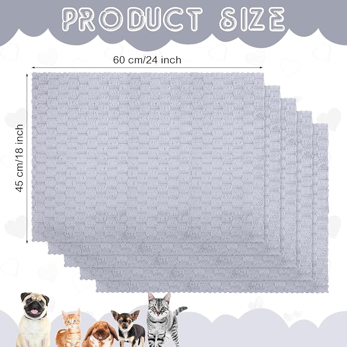 SmoothNovelty 5 Pcs Waterproof Guinea Pig Blankets Washable Small Animal Pad Pee Pet Blanket Sleep Bedding Mats Absorbent Guinea Pig Cage Liner Reusable Pet Sleep Pad(Gray,18" X 24",Waffle)