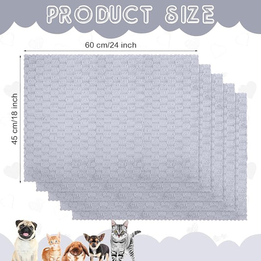 SmoothNovelty 5 Pcs Waterproof Guinea Pig Blankets Washable Small Animal Pad Pee Pet Blanket Sleep Bedding Mats Absorbent Guinea Pig Cage Liner Reusable Pet Sleep Pad(Gray,18" X 24",Waffle)