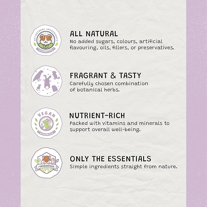Forage Mix,100% All Natural Botanical Herb Treat for Rabbit Hamster Guinea Pig Chinchilla Chicken Gerbil Degu & Other Small Animals (Calming Forage Mix 25g)
