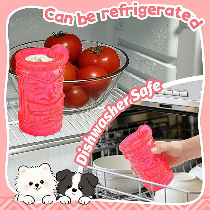 Dog Slow Feeder, Dual Chambers Stuffable Dog Toys, Frozen Treat Enrichment Toy, Treat Dispensing Puzzle Toy for Boredom & Anxiety Relief, Small Medium Large Dogs