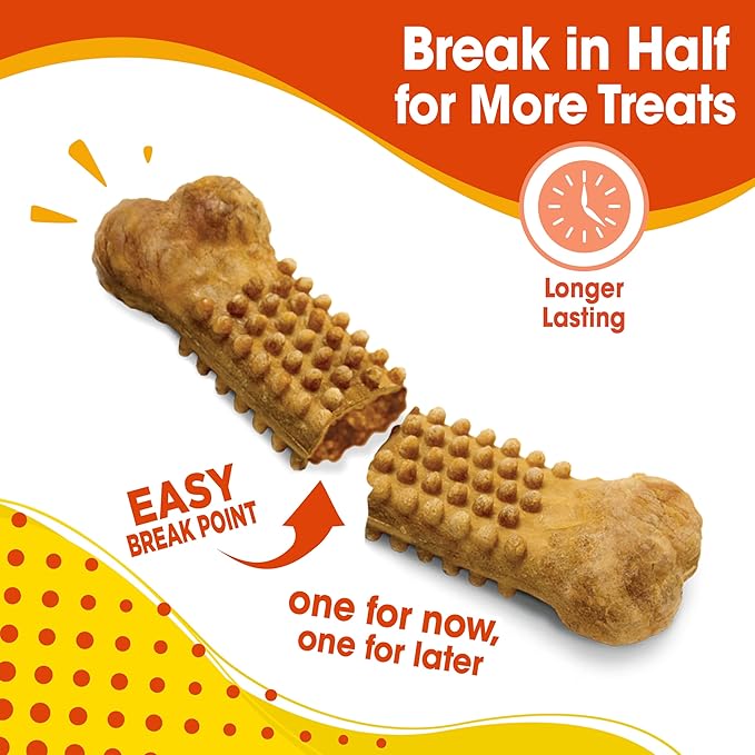 Nylabone Nubz Natural Dog Chew Treats for Large Dogs, Long Lasting Dog Chew Bones Made in the USA, Chicken Flavor Breath Freshener Dental Chews, Large Dog Bones For Dogs Over 30 lbs. (18 Count)