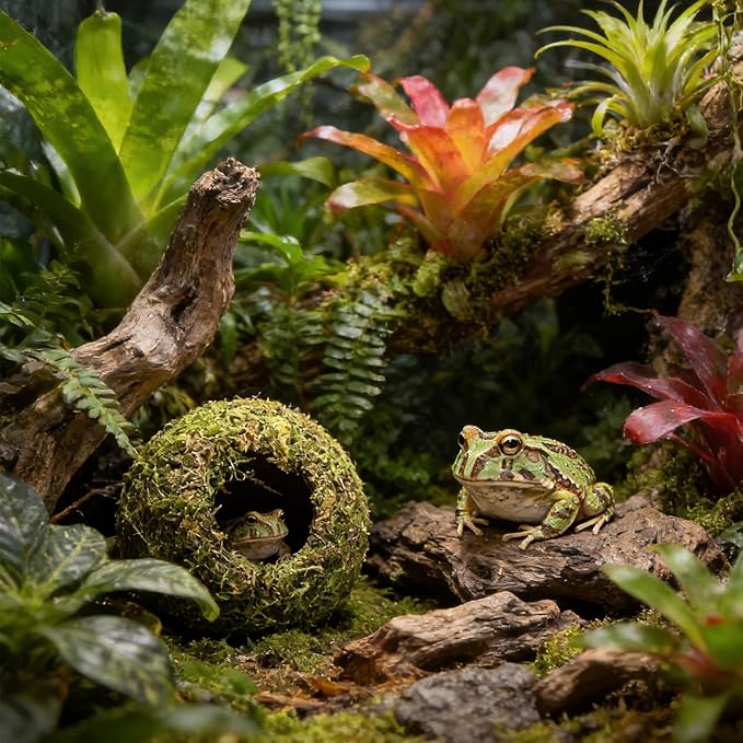 Reptile Hideout Cave - Natural Coconut Moss Terrarium Decor & Snake Hide - Leopard Gecko Hide & Ball Python Hide - Reptile Tank Accessories & Habitat Hideouts for Bearded Dragon