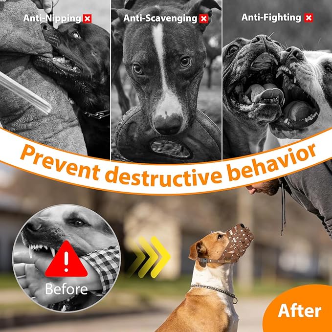 Mayerzon Pitbull Muzzle for Large Medium Sized Dogs to Prevent Biting Scavenging, Basket Muzzle for Rottweiler Staffordshire Terrier in Grooming Training, Allow to Pant Drink, Lightweight and Sturdy
