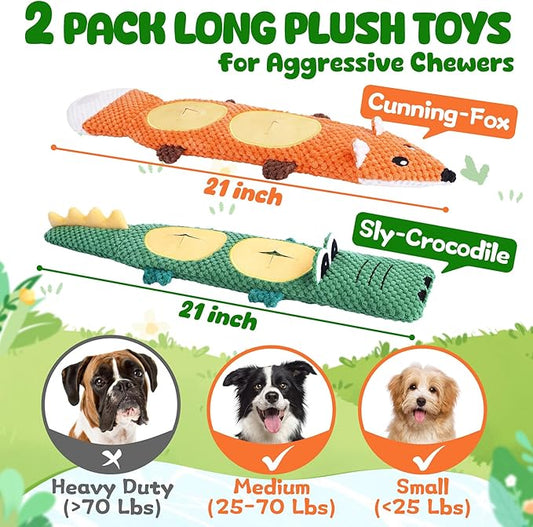 XIUGOAL Dog Toys for Aggressive Chewers, 2 Pack No Stuffing Dog Toys for Boredom and Teething, Squeaky Chew Toy for Small, Medium Breed to Keep Them Busy