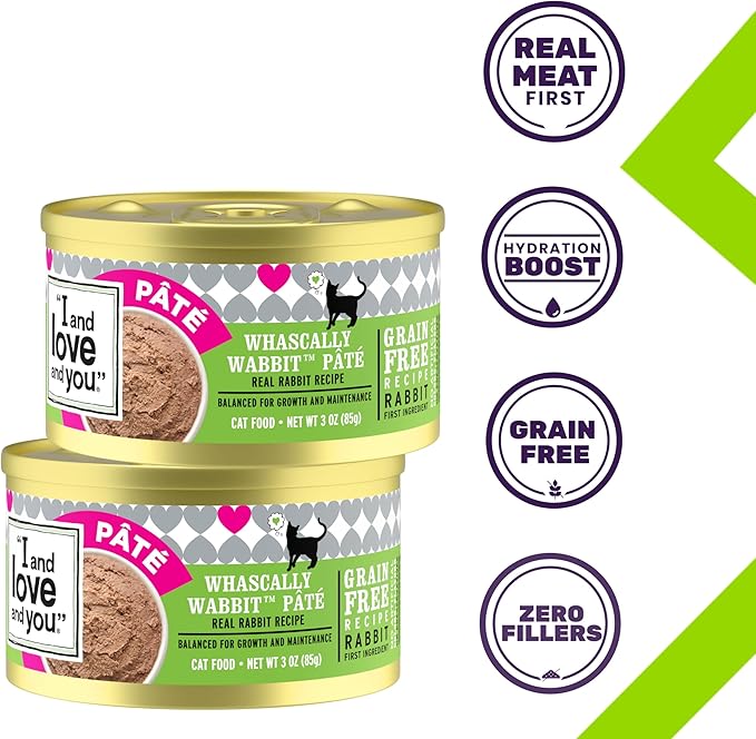 I AND LOVE AND YOU "I and love and you" Naked Essentials Canned Wet Cat Food - Grain Free, Rabbit Recipe, 3-Ounce, Pack of 24 Cans