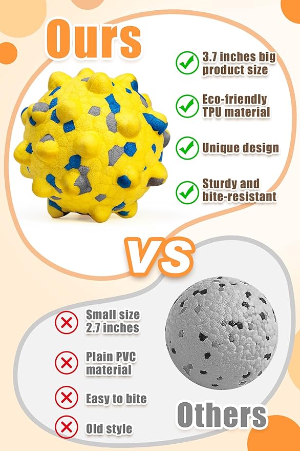 Moonorange 1.96'' Dog Balls for Dogs Aggressive Chewers Indestructible Tennis Durable Bouncy Interactive Dog Toy Balls for Fetch Game Floating Training(Yellow Small)