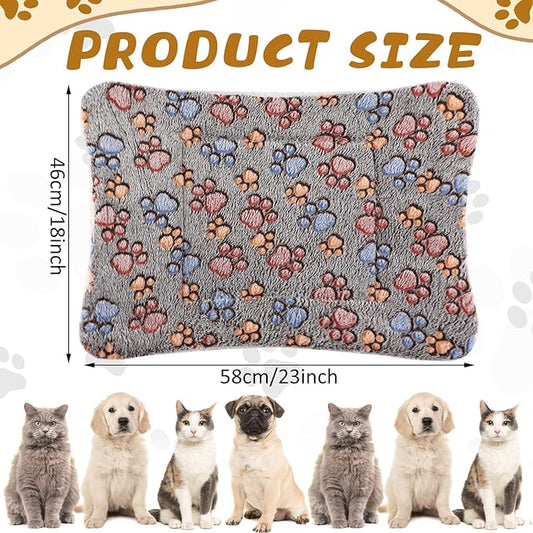 Tuanse 4 Pack Ultra Soft Dog Cat Bed Mat Small Animal Guinea Pig Bed with Cute Print Reversible Fleece Dog Crate Kennel Pad Cozy Washable Thickened Hamster Pet Beds Mat(23 x 18 Inches,Gray)