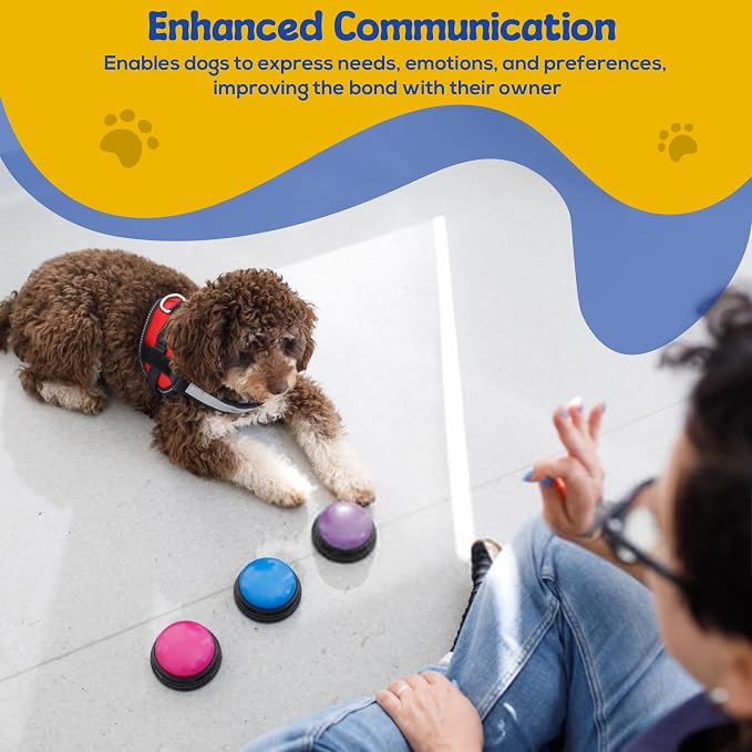 Dog Buttons for Communication, Dog Talking Buttons Starter Set with 8 Recordable Voice Buttons, Non-Slip Mat & Clicker, Dog Training Buttons that Talk, Pet Communication Buttons
