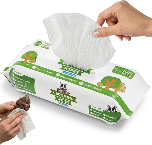 Pogi’s Dog Grooming Wipes – Hypoallergenic Pet Wipes for Paws, Body & Butt – Cleaning & Hydrating, Fragrance Free, 100 Count