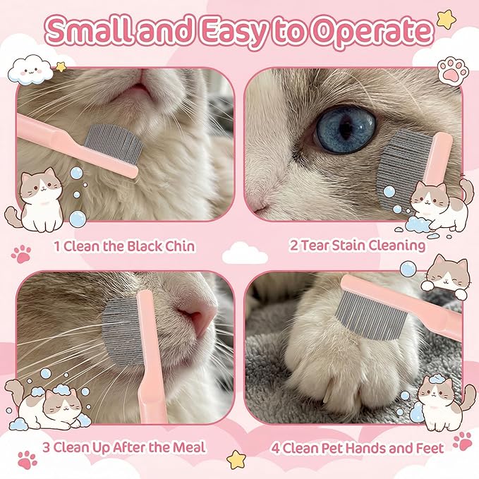 Tyqour Eye Comb for Small Dogs Stainless Steel Flea Comb for Small Dogs, Dog Face Comb, Gentle Tear Stain Remover, Compact Grooming Tool for Cats and Dogs