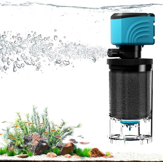 Internal Aquarium Filter, Upgraded 15–50 Gallon Fish Tank Filters, 210GPH Submersible Whisper Pump for Turtle Tank with Debris Tray, Check Valve, Fresh & Saltwater