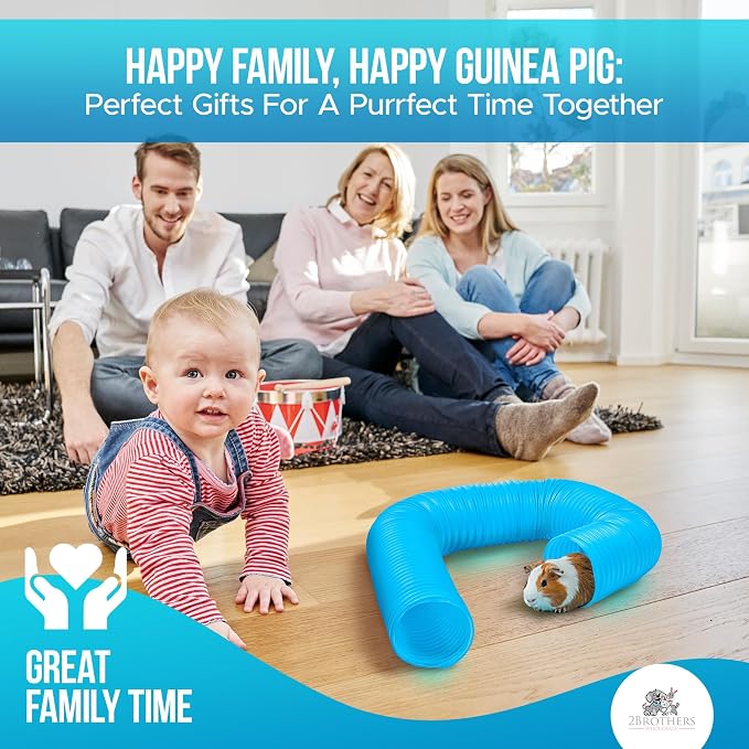 Guinea Pig Tunnels and Hamster Tubes - Fun Ferret Tunnels - Ideal Rat Cage Accessories - Collapsible Guinea Pig Toys for Boredom Relief - Grey