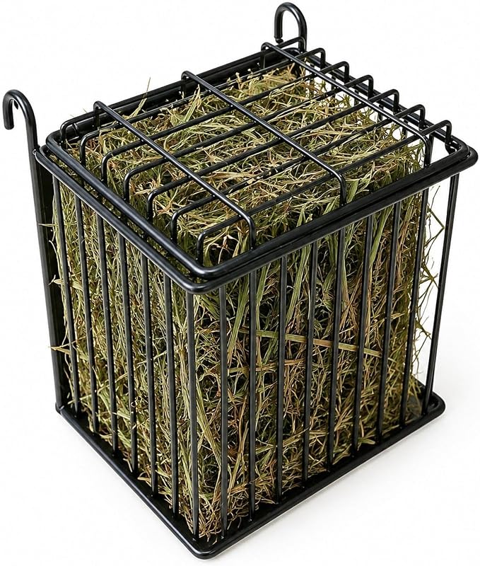 Gralara Rabbit Hay Holder with Hook for Cage Food Dispenser Hanging Guinea Pig Hay Feeder Storage Basket for Outside Chinchillas, 15.5cmx17.5cmx20.5cm