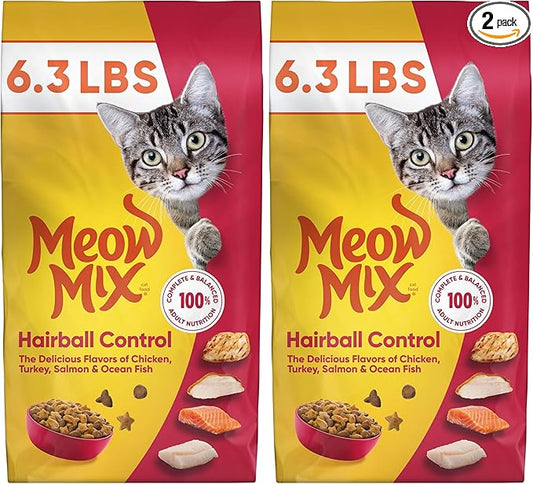 Meow Mix Hairball Control Dry Cat Food | 6.3 Pound | Pack of 2