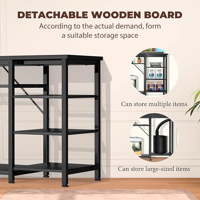 GRLEAF 40-50 Gallon Aquarium Stand: 900LB Capacity, Built-In Power Outlets, 3-Tier Shelves for Fish Tank Accessories Storage, Heavy-Duty Steel/Wood Hybrid for Fish & Reptile Tanks | Excludes Tank