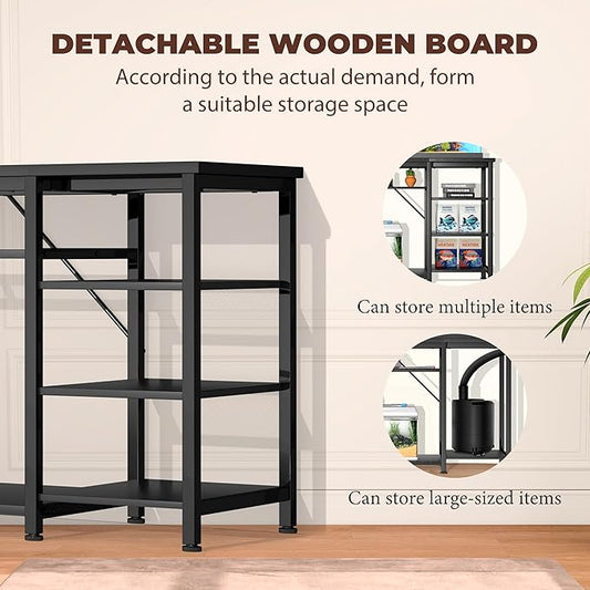 GRLEAF 40-50 Gallon Aquarium Stand: 900LB Capacity, Built-In Power Outlets, 3-Tier Shelves for Fish Tank Accessories Storage, Heavy-Duty Steel/Wood Hybrid for Fish & Reptile Tanks | Excludes Tank