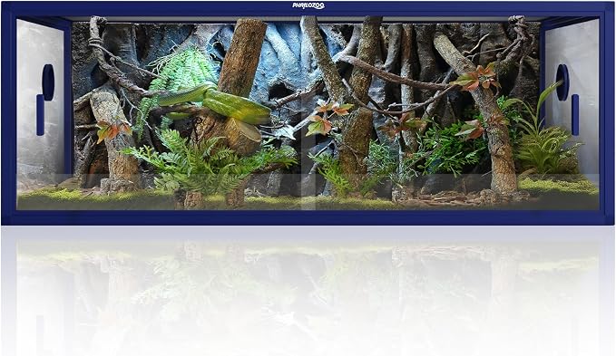 Phailozoo Stackable Reptile Enclosure, 85 Gallon Reptile Tank for Bearded Dragon, Snake, Ball Python, Colorful Aluminum Frame & Front Opening Tempered Glass Door with Handles for Easy Maintenance