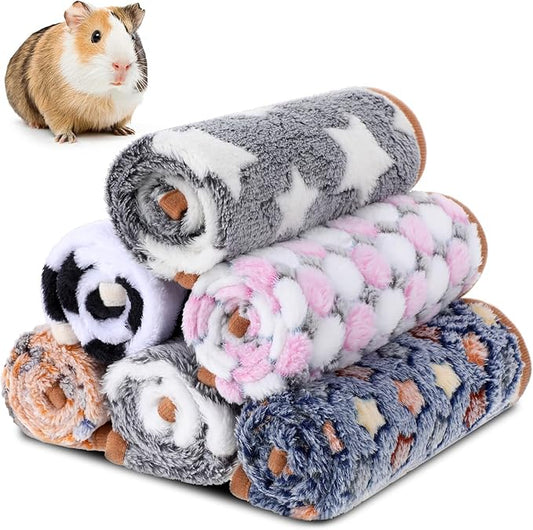 EupHHonycs 6 Pcs Guinea Pig Bedding Fleece Blankets 16 x 24 Inch Washable Rat Cage Liners Reusable Small Animal Pet Pee Pad Sleep Mat Pad Cover for Hamster Ferret Rabbit Chinchilla Hedgehog