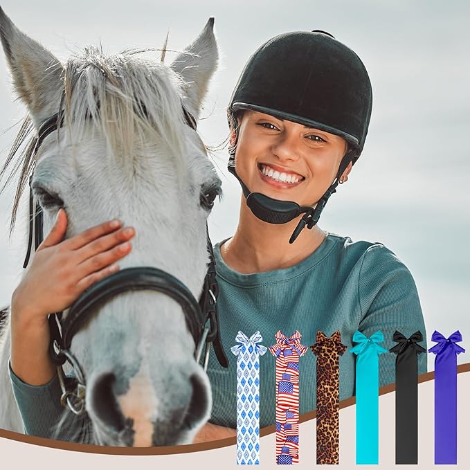 Huhumy 6 Pcs Horse Tail Bag Breathable Guard 22" Slip on Horse Care Tail Wrap 2 Strand Closure Straps Grooming Supplies to Keep from Dirt Breakage Rubbing 6 Designs(Modern Style)