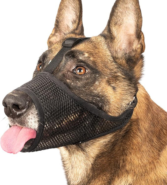 LUCKYPAW Dog Muzzle, Mesh Muzzle for Large Medium Small Dogs, Soft Mouth Guard to Prevent Biting Chewing with Adjustable Head Strap, Perfect for Vet Visit