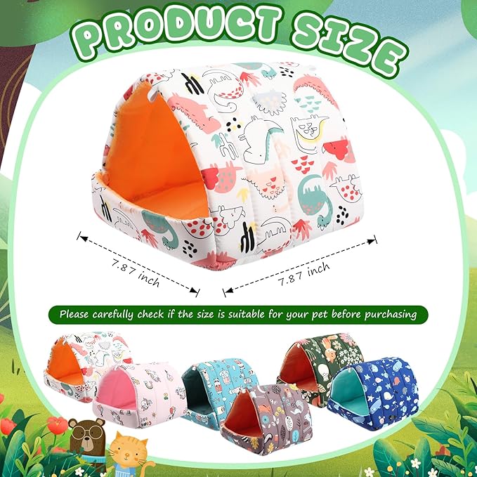 Ripeng 6 Pcs Guinea Pig Hideout Guinea Pig Bed House Rabbit Tunnel Washable Small House Cage Accessories for Hedgehog Mouse Chinchillas Hamster Ferrets Bearded Rats(7.9inch Night in the Forest)