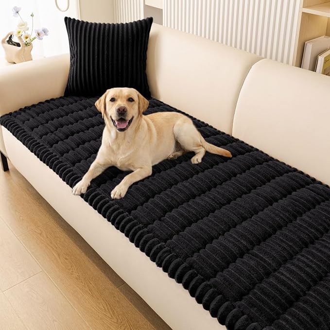 Smiry Couch Cover for Dogs, Non Slip Washable Sofa Protector for Pets, Soft Furniture Cover for Pet, Stylish Sofa Covers, Cozy Protect Against Fur, Dirt & Everyday Messes (Black, 27.6" x 59")