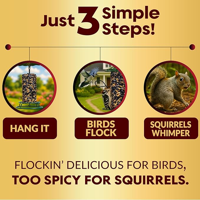 Hot Pepper Bird Seed Cylinders with Hole – Spicy Birdseed to Reduce Squirrels – Bird Seeds for Outside Wild Birds – No Mess Birdseed – Hot Birdseed, No Filler – USA Made (4" x 7.75") 2 Pack