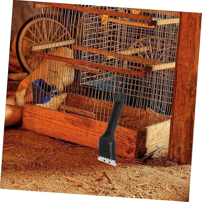 Long Handle Stainless Steel Bird Cage Cleaning Brush Multi-Functional Scraper for Bird Droppings Removal Versatile Tool for Parrots Hamsters and Rabbits Care
