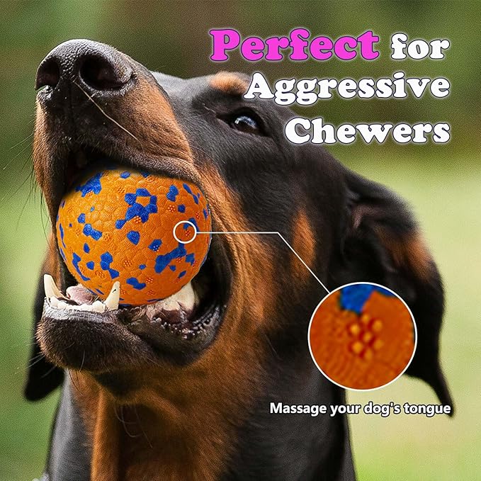 Dog Ball Toys Dog Tennis Ball for Aggressive Chewers Indestructible Bouncy Lightweight Water Toy Fetch Ball for Large Medium and Small Dog