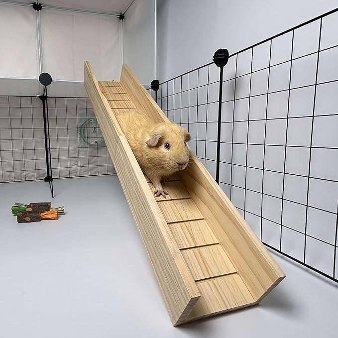 Guinea Pig Cage Bridge, Small Animal Wooden Ladder Ramp, Guinea Pig Cage Accessories Second Floor Link Bridge for Guinea Pigs, Ferrets, Hamsters (70CM/27.5IN)