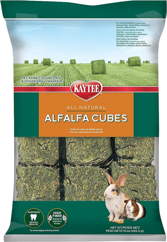 Kaytee Alfalfa Cubes for Rabbits, Guinea Pigs, and Other Small Animals, 15 oz