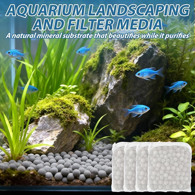 Sukh 0.88lb Aquarium Filter Media - Fish Tank Filters with Premium Tourmaline Balls 2 Fine Mesh Bags, Long Lasting Water Purifier, Stabilizes pH, Reduces Harmful Compounds for Shrimp Fish Health
