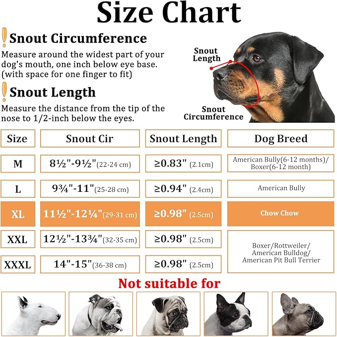Mayerzon Pitbull Muzzle, Soft Muzzle for American Bully Bulldog Boxers Rottweilers, Anti Fierce Barking Biting Chewing Mouth Guard for Medium Large Short Snout Dogs in Grooming Walking Vet Visits