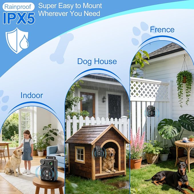 Anti Barking Device for Dogs, Dog Bark Deterrent Devices, 3 Modes Ultrasonic Bark Box Stop Neighbors Dog Barks, Bark Deterrent Device Long Range 50 Ft, Behavior Corrector for Indoor & Outdoor Use