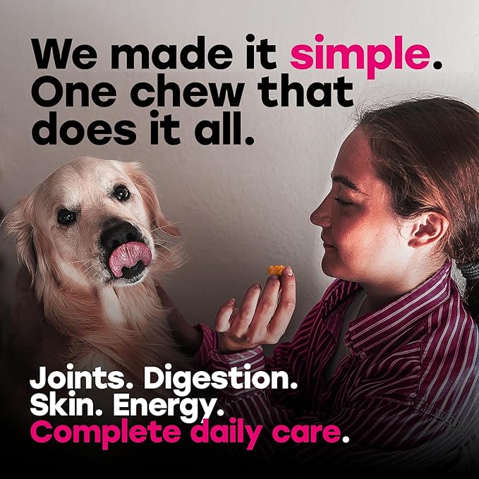 24-in-1 Daily Multivitamin Dog Chews – Joint, Skin & Coat, Digestion & Immunity Support – Glucosamine, Omega-3, Probiotics for Gut Health – PhD-Endorsed, 140 Chews, Bacon Flavor
