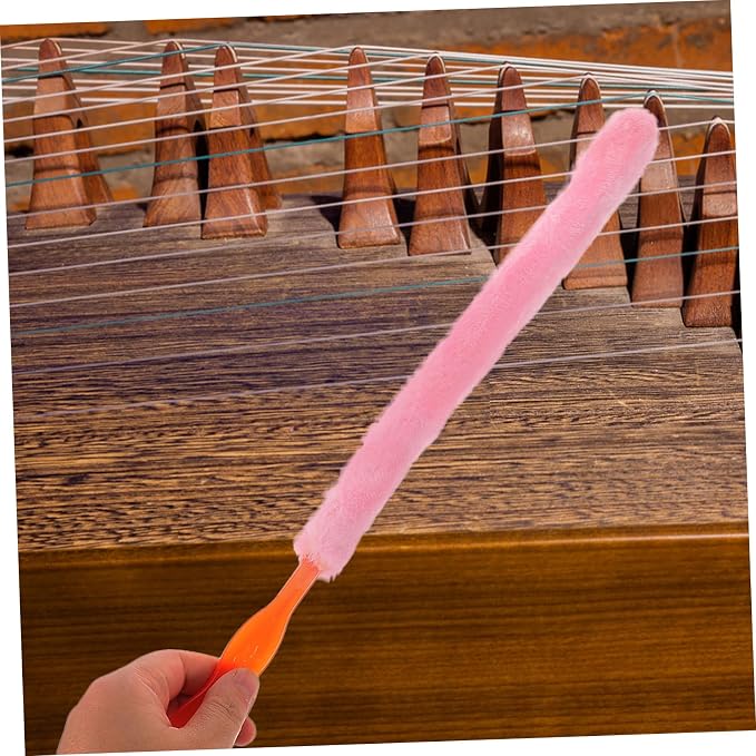 VICASKY Zithers Cleaning Brush Soft Rabbit Hair Cleaner for All Zither Comfortable Handle for Delicate Instrument Care Pink Color Compatibility