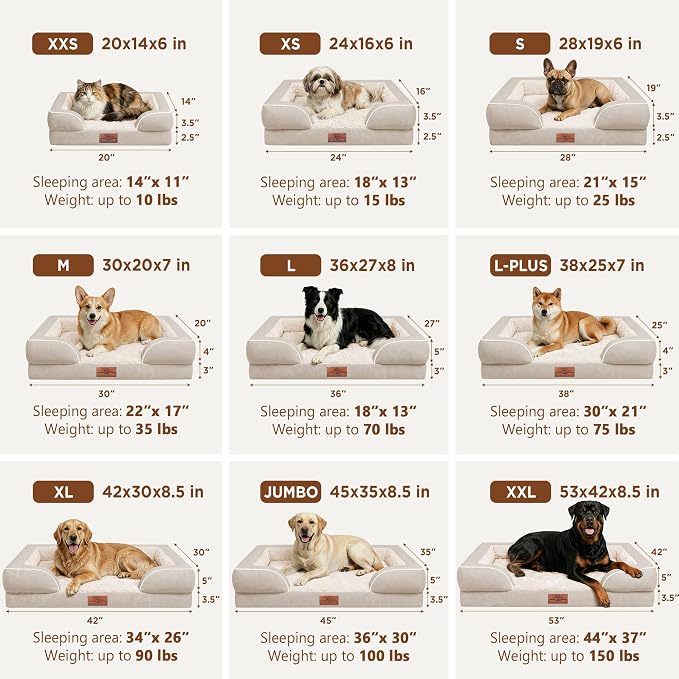 Comfort Expression Orthopedic Dog Bed for Extra Large Dogs with Bolster | Waterproof Dog Couch Bed with Washable Cover & Non-Slip Bottom, Supportive Egg Crate Foam XL Pet Bed, 48x30 Inch