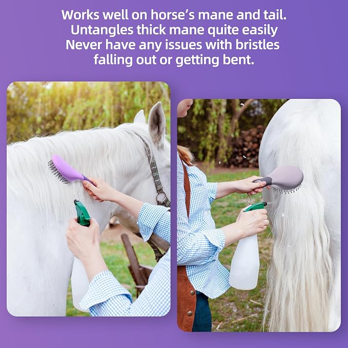 Equine Mane & Tail Combs Horse Brush Shedding Brush Grooming Tool for Horse (Purple)