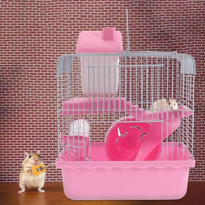 Hamster Cage, Small Castle Luxury Hamster Cage Small Animal Cage Laura Enclosure Hamster Habitat 9.45 x 7.09 x 12.2 in & Includes All Accessories for Dwarf Hamsters, Guinea Pig