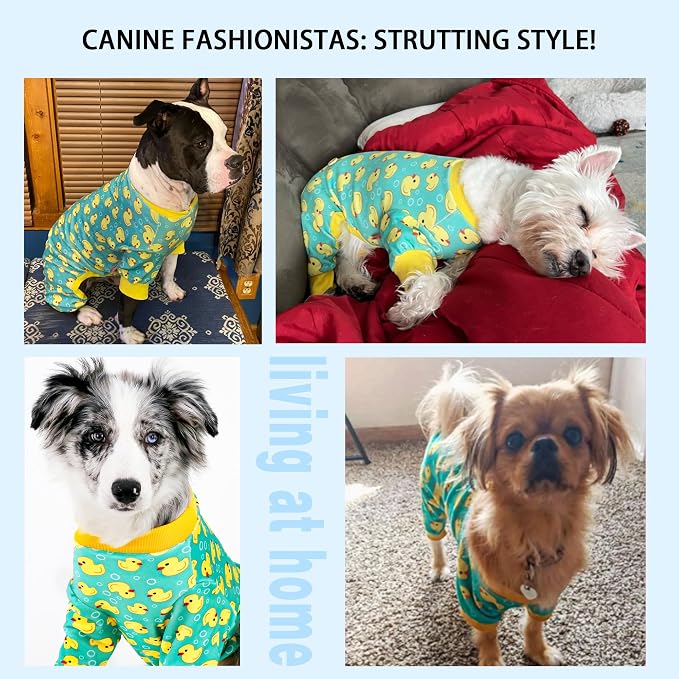 Paiaite Dog Pajamas Onesie: Comfortable Four-Legged Apparel for Small, Medium, & Large Dogs, Polyester Material for Comfort, Wrinkle Resistance, Moisture Wicking, and Stretchiness Yellow Duck 4XL