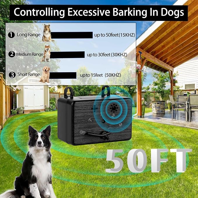 GlossyEnd Anti Barking Devices, Auto Barking Control Devices with 3 Modes, Ultrasonic Dog Barking Deterrent Devices Bark Box, Effective Stop Barking Dog Devices for Indoor & Outdoor Use