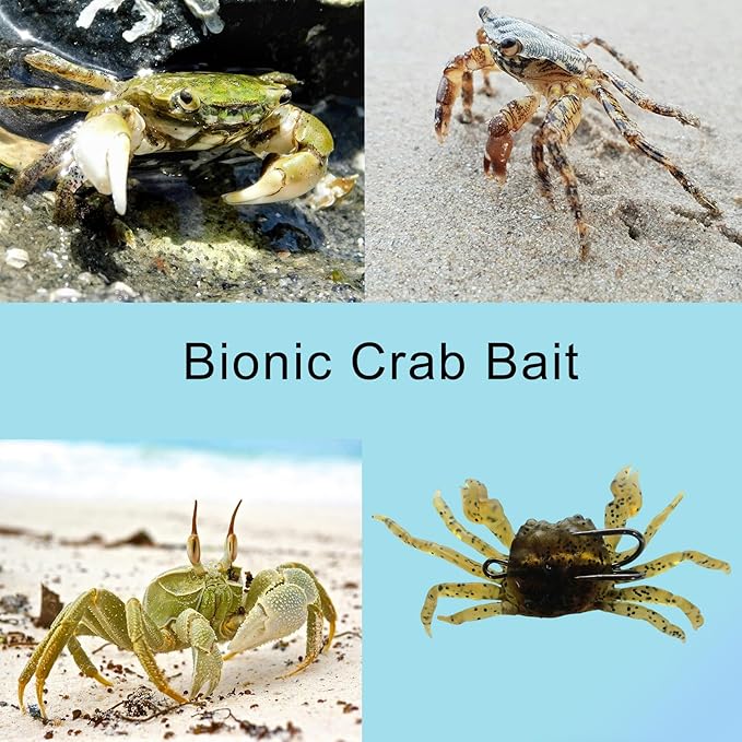 Saltwater Fishing Lures with Sharp Hooks, 3 Colors Crab Bait Soft Swimbait Stuff, Fish Bites Saltwater Bait