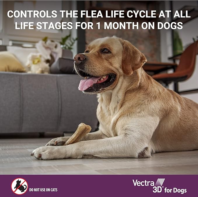 Vectra 3D Flea and Tick Prevention for Dogs, Kills and Repels Fleas, Ticks & Mosquitoes | Fast‑Acting, Waterproof, No Prescription Needed | Small Dogs 11-20 lbs, 6‑Month Supply