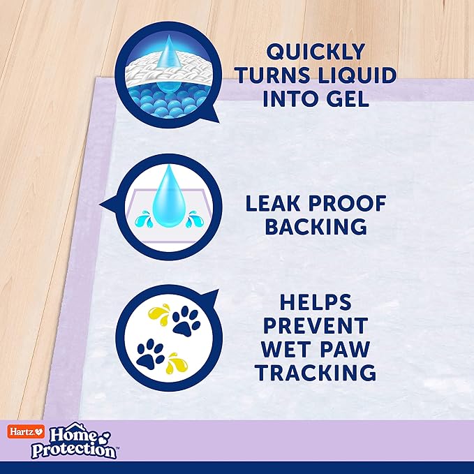 Hartz Home Protection Lavender Scented Dog Pads, 3XL 30 Count, Super Absorbent & Won't Leak, Odor Eliminating (Pack of 2)