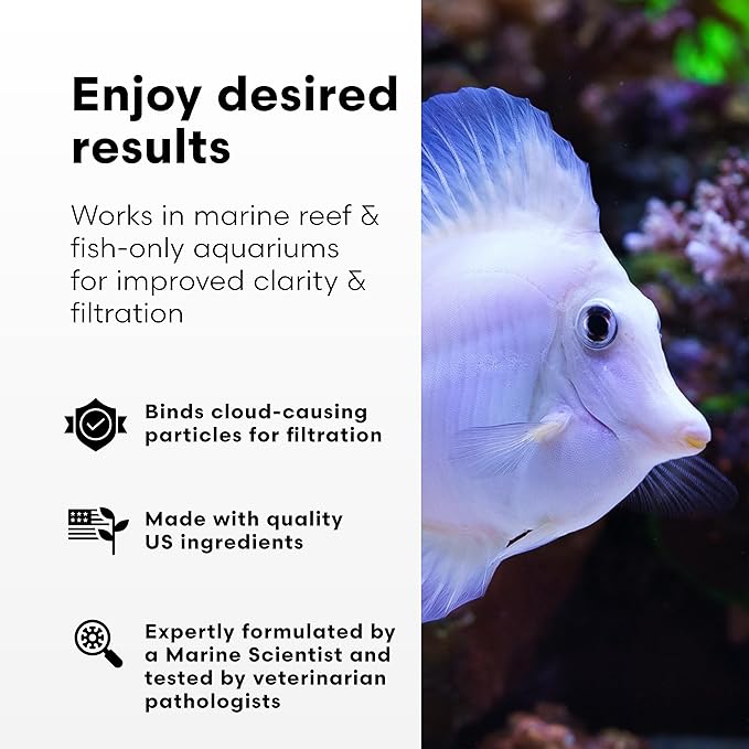 Continuum Aquatics Clarion Marine Water Clarifier for Saltwater Aquariums – Clears Cloudy Water Fast – Reef-Safe Formula – Enhances Filtration & Clarity, 250 ml