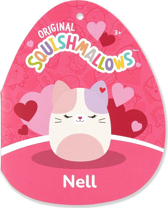 Squishmallows Original 8in Nell The Pink and Purple Calico Cat – Official Jazwares Plush (Little)
