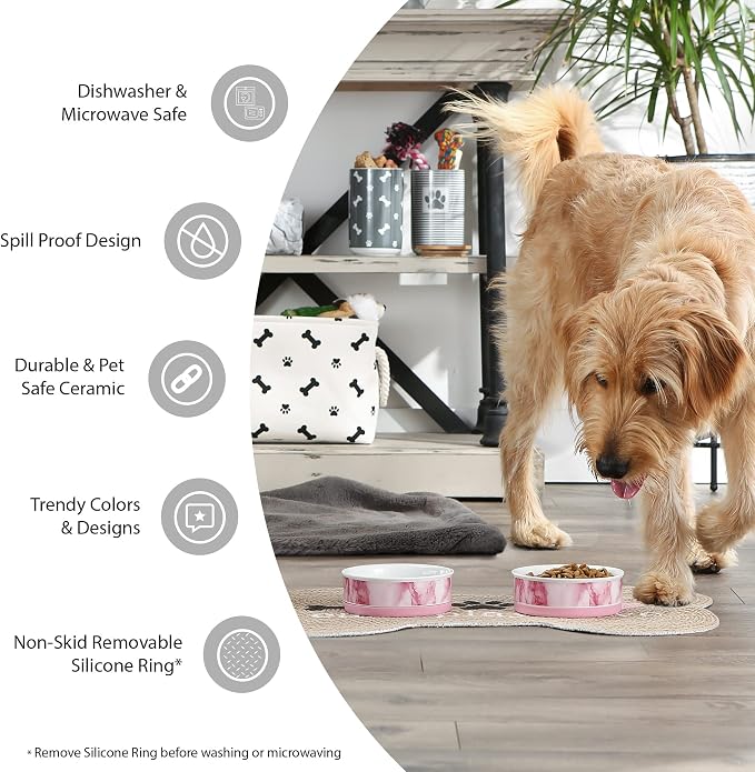 Bone Dry Lattice Collection Pet Bowl & Canister, Small Set, 4.25x2", Nautical Blue, 2 Count
