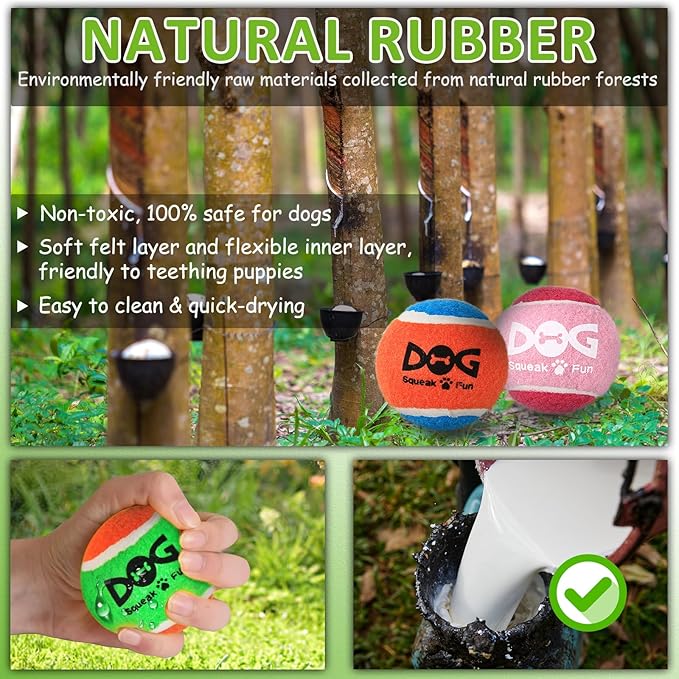 INSUM Small Tennis Balls for Dogs, 8 Pack Bright Color Squeaky Dog Balls, Built-in Squeaker, Idea for Doggie Birthday Gifts, Small Medium Breed
