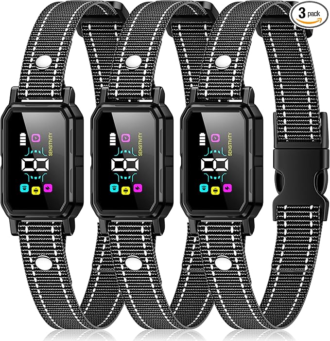 3-Pack Dog Bark Collar for Large Dog 8-120Lbs Medium Small Dog Barking Collar with 5 Adjustable Sensitivity Beep Vibration Harmless Shock Anti Bark Device