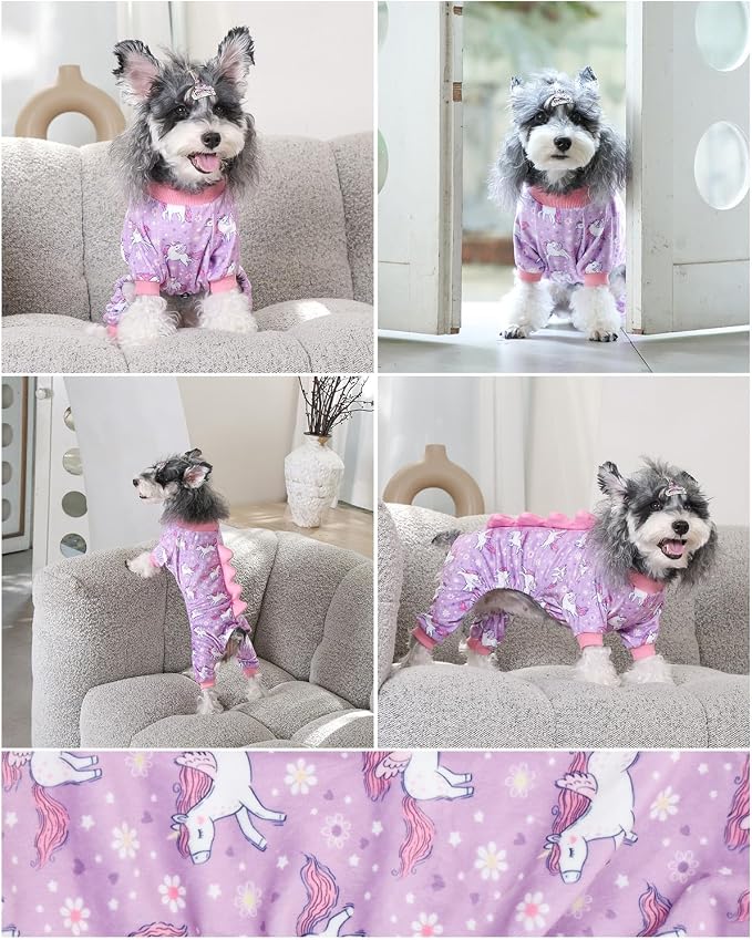 CuteBone Dinosaur Costume Dog Pajamas, Stretchy Spandex Crystal Velvet Sleepwear Coat for Small Dogs, Soft & Warm Pet Outfit Clothes for Cold Weather, Cozy Pullover Design COSP11XS